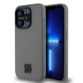   DKNY PU Leather Stack Logo Magsafe tok, iPhone 15 Pro - szürke