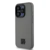 DKNY PU Leather Stack Logo Magsafe tok, iPhone 15 Pro - szürke