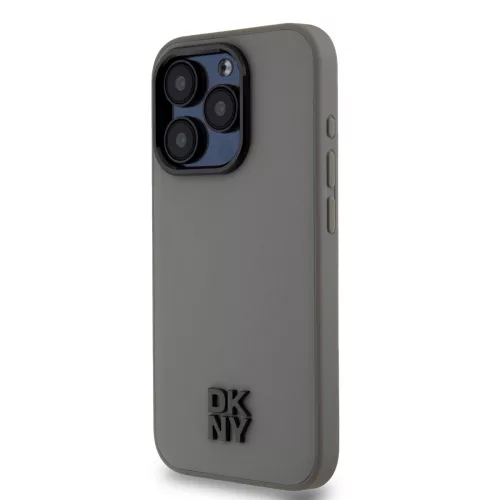 DKNY PU Leather Stack Logo Magsafe tok, iPhone 15 Pro - szürke
