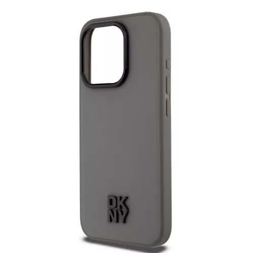 DKNY PU Leather Stack Logo Magsafe tok, iPhone 15 Pro - szürke