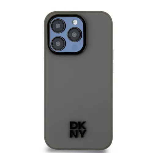 DKNY PU Leather Stack Logo Magsafe tok, iPhone 15 Pro Max - szürke