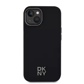 DKNY PU Leather Stack Logo Magsafe tok, iPhone 15 - fekete