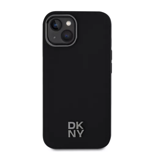 DKNY PU Leather Stack Logo Magsafe tok, iPhone 15 - fekete