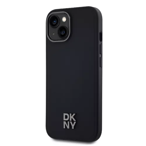 DKNY PU Leather Stack Logo Magsafe tok, iPhone 15 - fekete