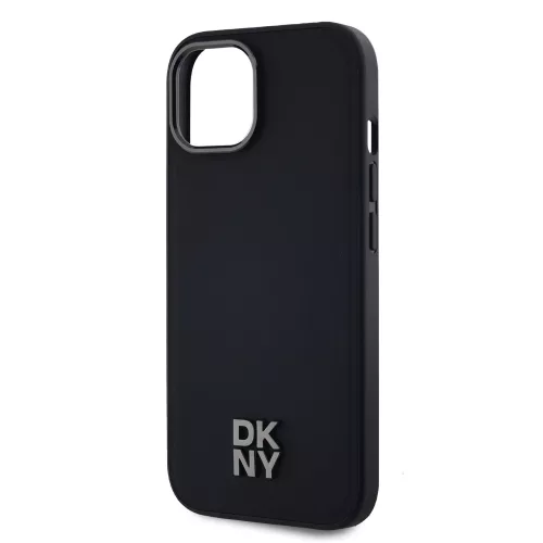 DKNY PU Leather Stack Logo Magsafe tok, iPhone 15 - fekete
