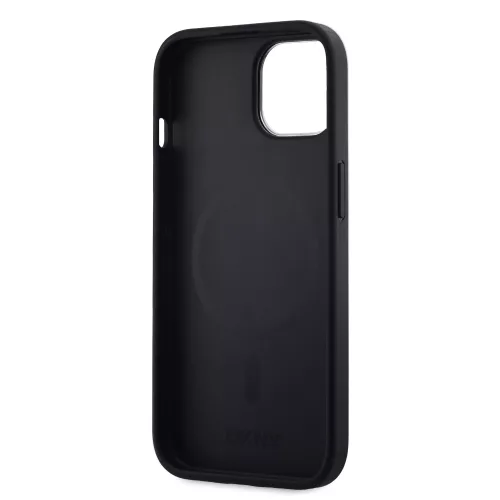 DKNY PU Leather Stack Logo Magsafe tok, iPhone 15 - fekete
