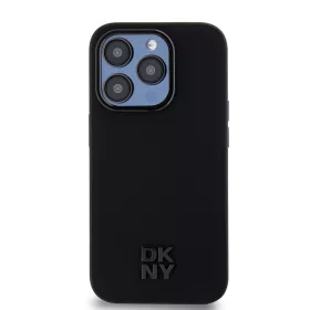   DKNY PU Leather Stack Logo Magsafe tok, iPhone 15 Pro Max - fekete