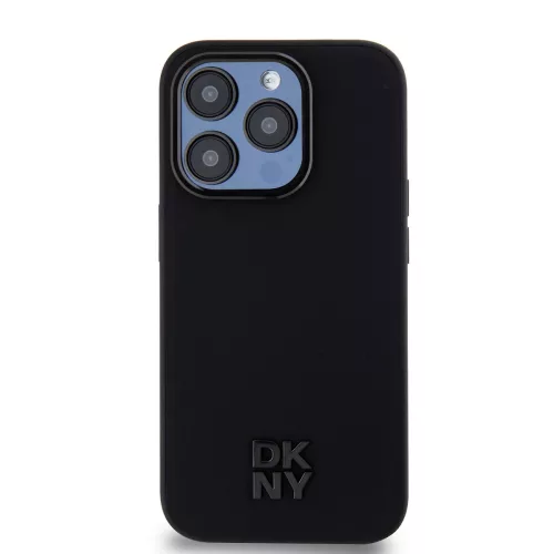 DKNY PU Leather Stack Logo Magsafe tok, iPhone 15 Pro Max - fekete
