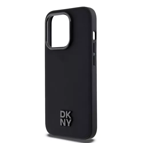 DKNY PU Leather Stack Logo Magsafe tok, iPhone 15 Pro Max - fekete