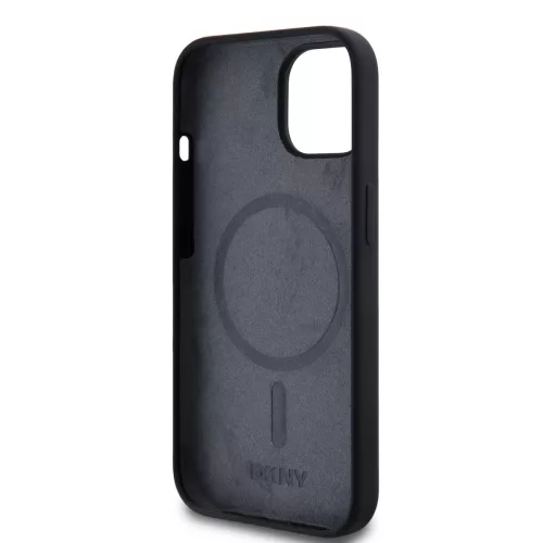 DKNY Liquid Silicone Arch Logo MagSafe tok, iPhone 15 - fekete