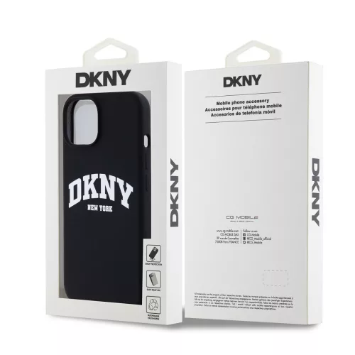 DKNY Liquid Silicone Arch Logo MagSafe tok, iPhone 15 - fekete