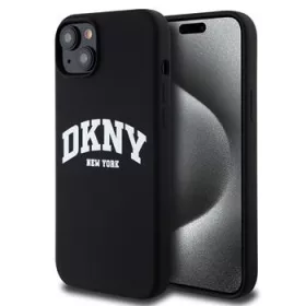   DKNY Liquid Silicone Arch Logo MagSafe tok, iPhone 15 Plus - fekete