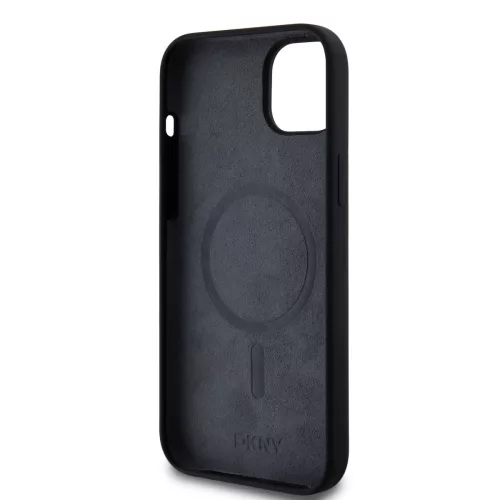 DKNY Liquid Silicone Arch Logo MagSafe tok, iPhone 15 Plus - fekete