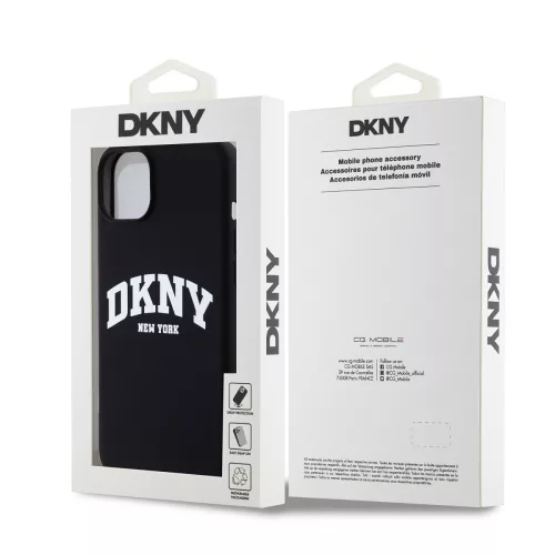 DKNY Liquid Silicone Arch Logo MagSafe tok, iPhone 15 Plus - fekete