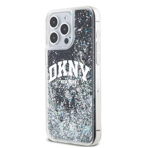 DKNY Liquid Glitter Arch Logo tok, iPhone 13 Pro Max - fekete