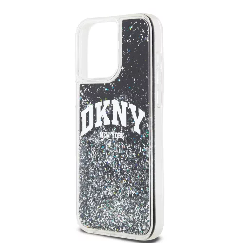 DKNY Liquid Glitter Arch Logo tok, iPhone 13 Pro Max - fekete