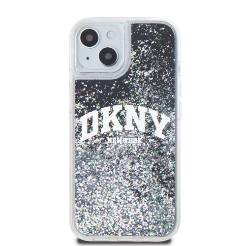 DKNY Liquid Glitter Arch Logo tok, iPhone 14 - fekete
