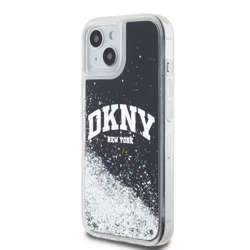 DKNY Liquid Glitter Arch Logo tok, iPhone 14 - fekete
