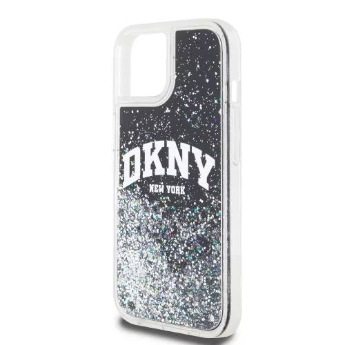 DKNY Liquid Glitter Arch Logo tok, iPhone 14 - fekete