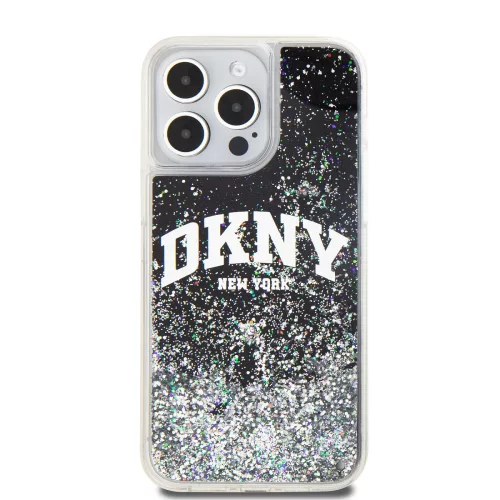 DKNY Liquid Glitter Arch Logo tok, iPhone 14 Pro - fekete
