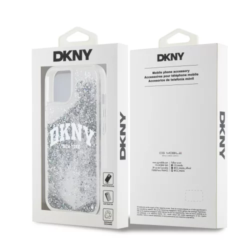 DKNY Liquid Glitter Arch Logo tok, iPhone 15 - átlátszó