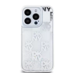   DKNY Liquid Glitter Checkered Pattern tok, iPhone 15 Pro - átlátszó