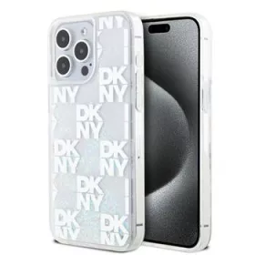   DKNY Liquid Glitter Checkered Pattern tok, iPhone 15 Pro Max - átlátszó