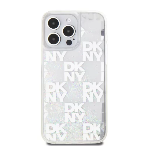 DKNY Liquid Glitter Checkered Pattern tok, iPhone 15 Pro Max - átlátszó