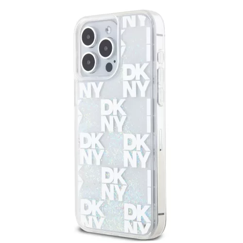 DKNY Liquid Glitter Checkered Pattern tok, iPhone 15 Pro Max - átlátszó