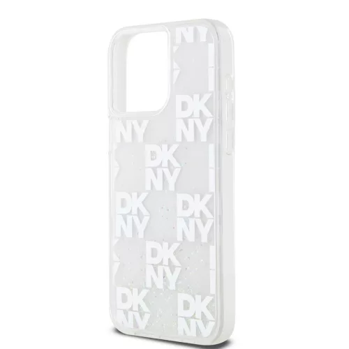 DKNY Liquid Glitter Checkered Pattern tok, iPhone 15 Pro Max - átlátszó