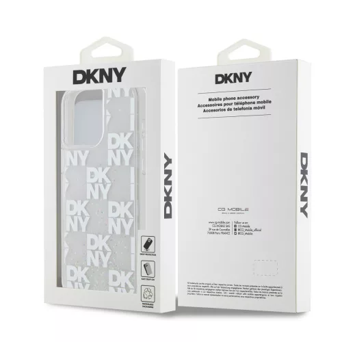 DKNY Liquid Glitter Checkered Pattern tok, iPhone 15 Pro Max - átlátszó
