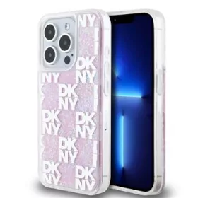   DKNY Liquid Glitter Checkered Pattern tok, iPhone 15 Pro - rózsaszín