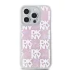 DKNY Liquid Glitter Checkered Pattern tok, iPhone 15 Pro - rózsaszín