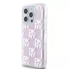 DKNY Liquid Glitter Checkered Pattern tok, iPhone 15 Pro - rózsaszín
