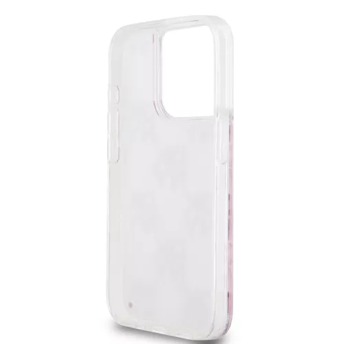 DKNY Liquid Glitter Checkered Pattern tok, iPhone 15 Pro - rózsaszín