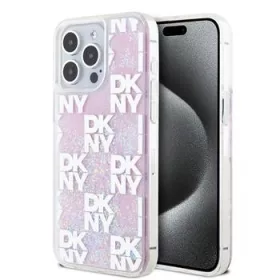   DKNY Liquid Glitter Checkered Pattern tok, iPhone 15 Pro Max - rózsaszín