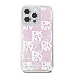   DKNY Liquid Glitter Checkered Pattern tok, iPhone 15 Pro Max - rózsaszín