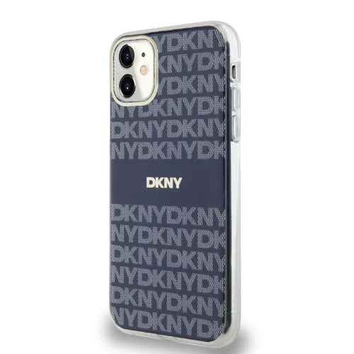 DKNY PC/TPU Repeat Pattern Tonal Stripe Magsafe tok, iPhone 11 - kék