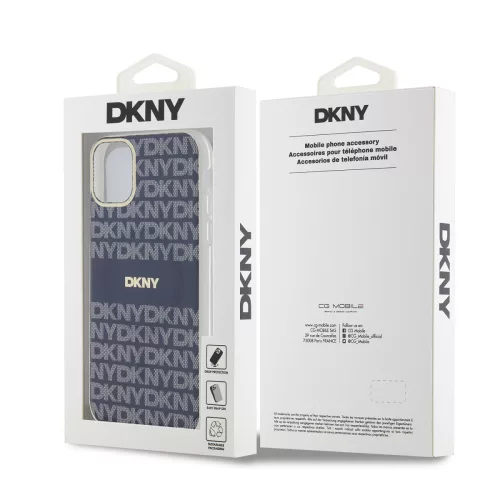 DKNY PC/TPU Repeat Pattern Tonal Stripe Magsafe tok, iPhone 11 - kék