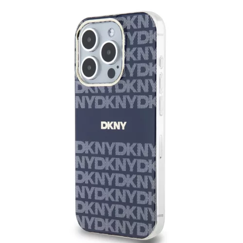 DKNY PC/TPU Repeat Pattern Tonal Stripe Magsafe tok, iPhone 13 Pro - kék