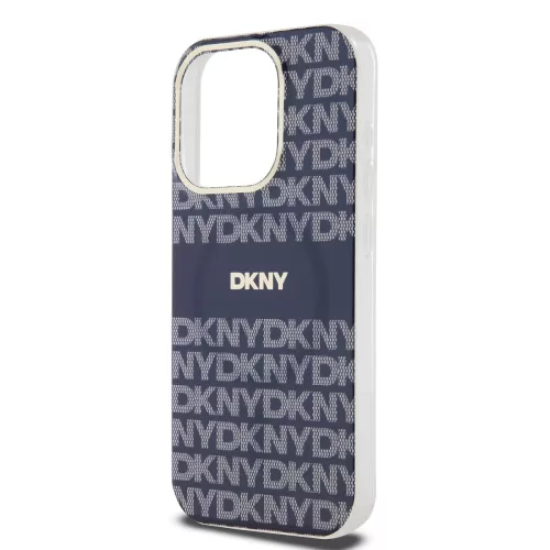 DKNY PC/TPU Repeat Pattern Tonal Stripe Magsafe tok, iPhone 13 Pro - kék