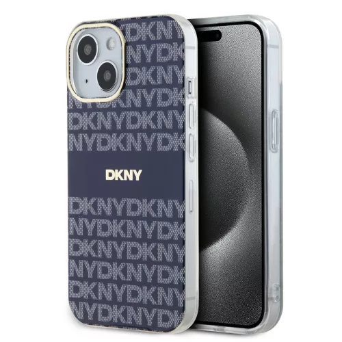 DKNY PC/TPU Repeat Pattern Tonal Stripe Magsafe tok, iPhone 15 - kék