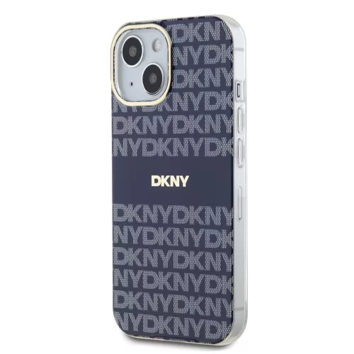 DKNY PC/TPU Repeat Pattern Tonal Stripe Magsafe tok, iPhone 15 - kék