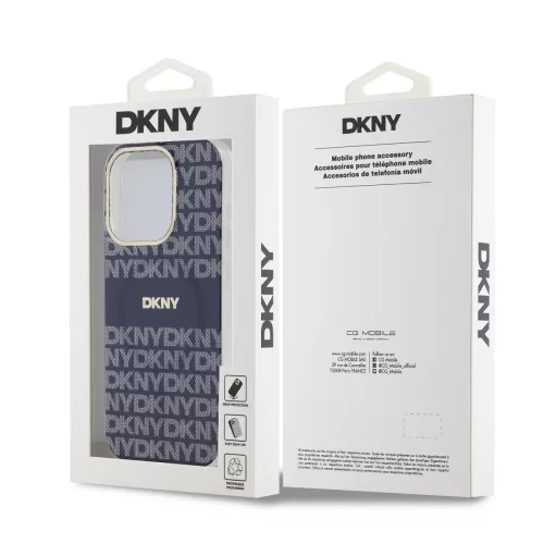 DKNY PC/TPU Repeat Pattern Tonal Stripe Magsafe tok, iPhone 15 Pro Max - kék