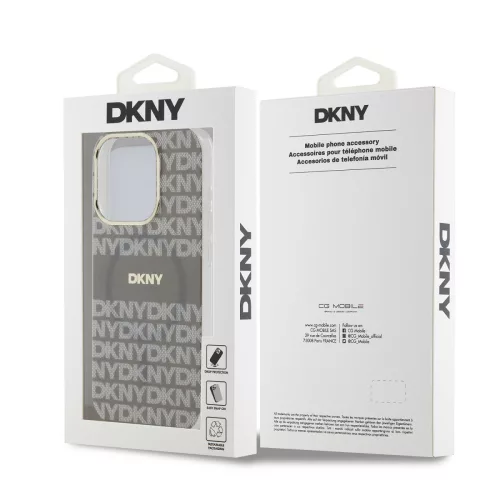 DKNY PC/TPU Repeat Pattern Tonal Stripe Magsafe tok, iPhone 13 Pro - bézs