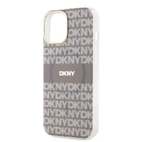 DKNY PC/TPU Repeat Pattern Tonal Stripe Magsafe tok, iPhone 14 - bézs