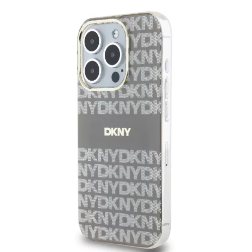 DKNY PC/TPU Repeat Pattern Tonal Stripe Magsafe tok, iPhone 14 Pro - bézs