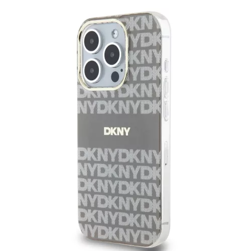 DKNY PC/TPU Repeat Pattern Tonal Stripe Magsafe tok, iPhone 14 Pro Max - bézs