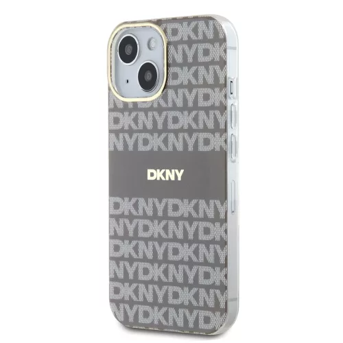 DKNY PC/TPU Repeat Pattern Tonal Stripe Magsafe tok, iPhone 15 - bézs