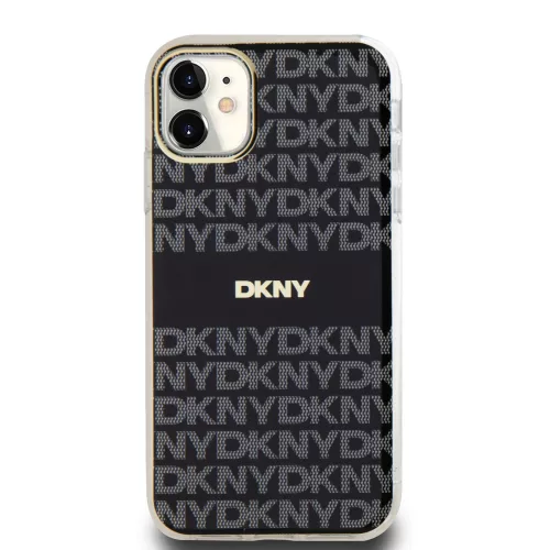 DKNY PC/TPU Repeat Pattern Tonal Stripe Magsafe tok, iPhone 11 - fekete